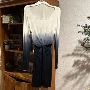 Forever 21 White/Blue Long Sleeve Dress